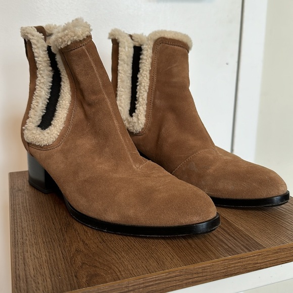 Rag & Bone Walker Shearling Trimmed Suede Ankle Boots - Picture 3 of 8